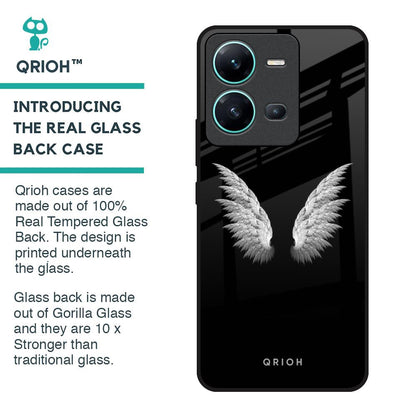 White Angel Wings Glass Case for Vivo V25