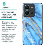 Vibrant Blue Marble Glass Case for Vivo V25