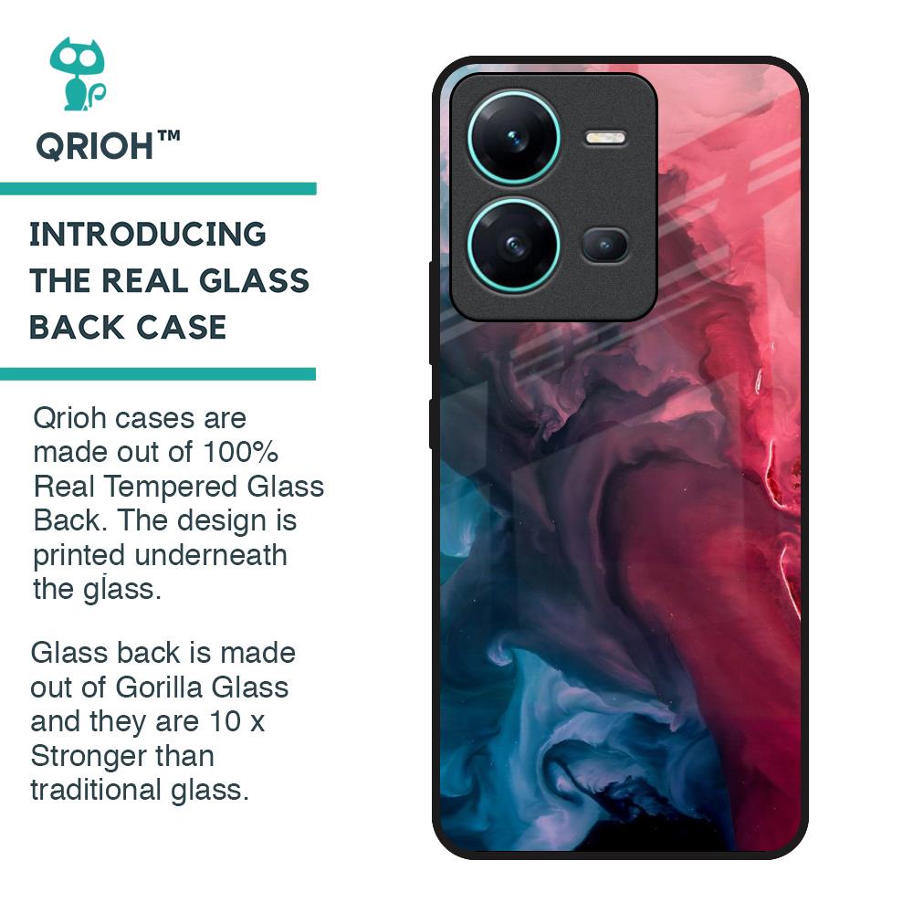 Blue & Red Smoke Glass Case for Vivo V25