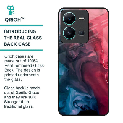Blue & Red Smoke Glass Case for Vivo V25