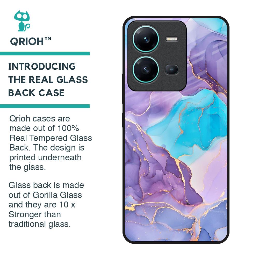 Alcohol ink Marble Glass Case for Vivo V25