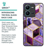 Purple Rhombus Marble Glass Case for Vivo V25