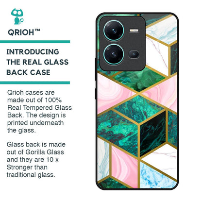 Seamless Green Marble Glass Case for Vivo V25