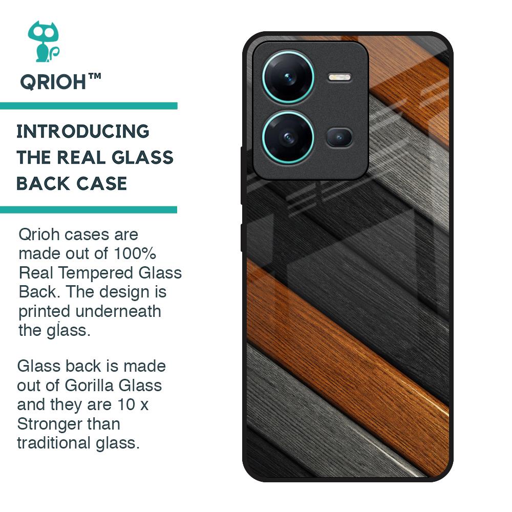 Tri Color Wood Glass Case for Vivo V25