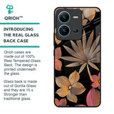 Lines Pattern Flowers Glass Case for Vivo V25