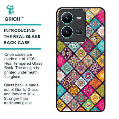 Multicolor Mandala Glass Case for Vivo V25