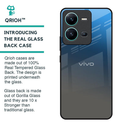 Blue Grey Ombre Glass Case for Vivo V25