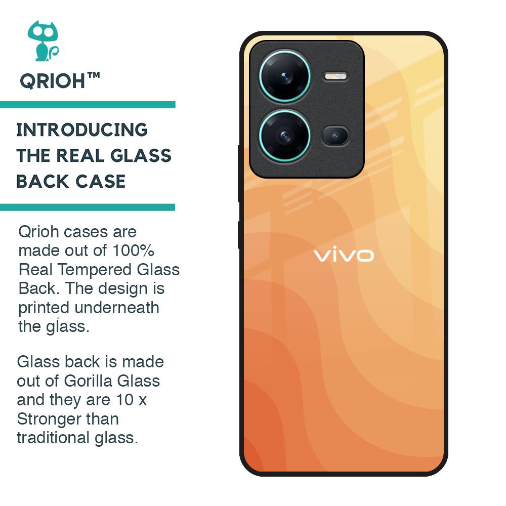 Orange Curve Pattern Glass Case for Vivo V25