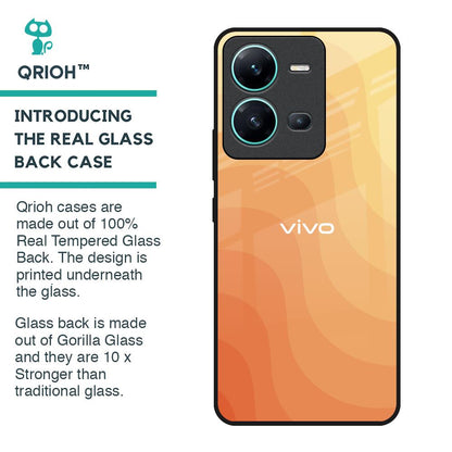 Orange Curve Pattern Glass Case for Vivo V25
