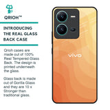 Orange Curve Pattern Glass Case for Vivo V25