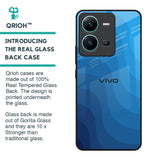 Blue Wave Abstract Glass Case for Vivo V25