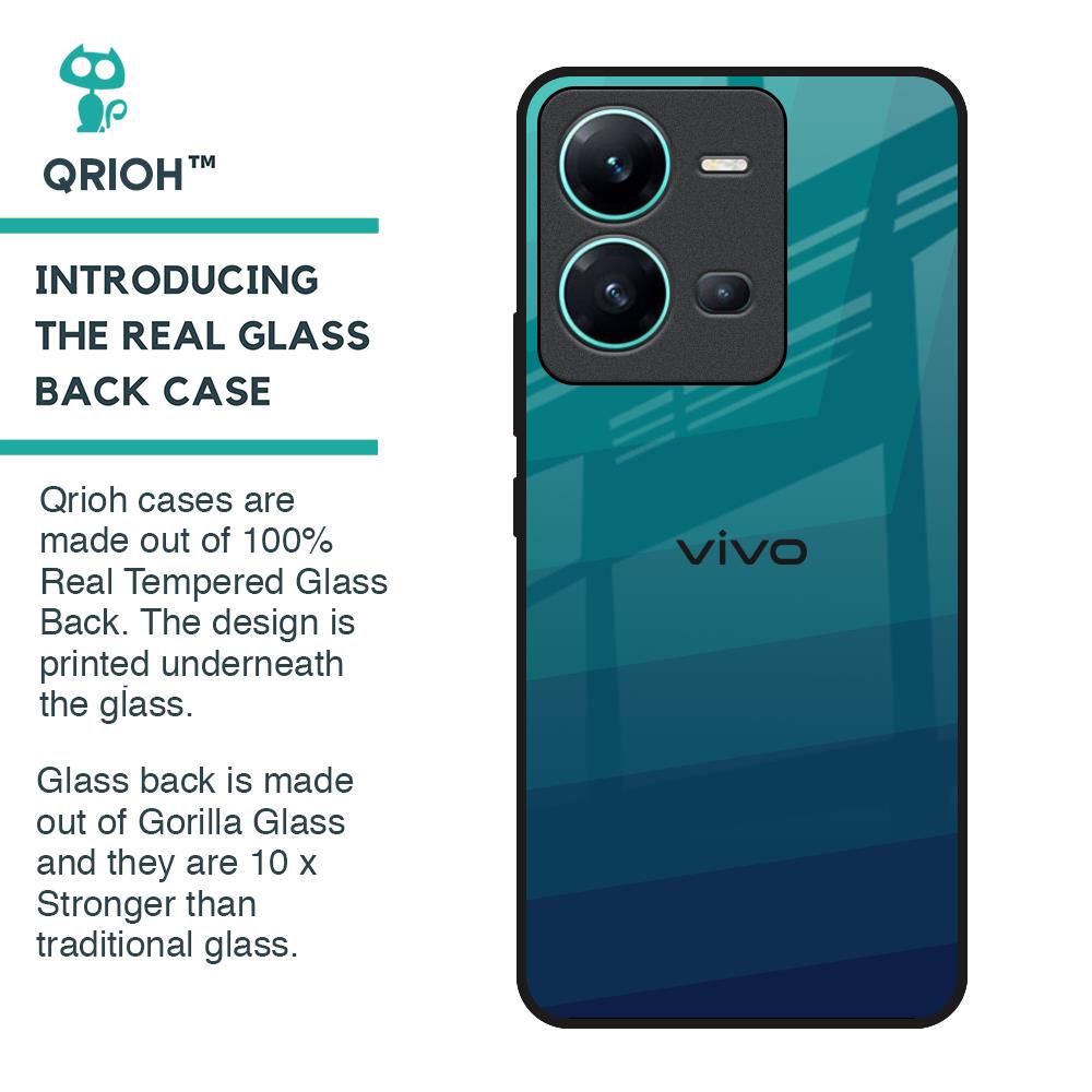 Green Triangle Pattern Glass Case for Vivo V25