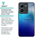 Blue Rhombus Pattern Glass Case for Vivo V25
