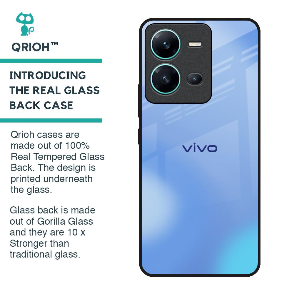 Vibrant Blue Texture Glass Case for Vivo V25