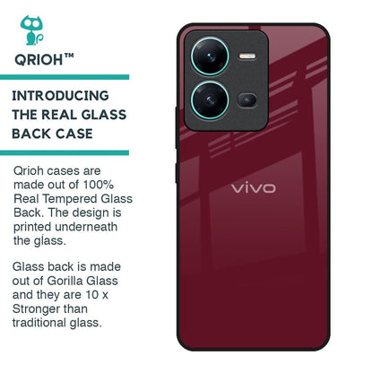 Classic Burgundy Glass Case for Vivo V25