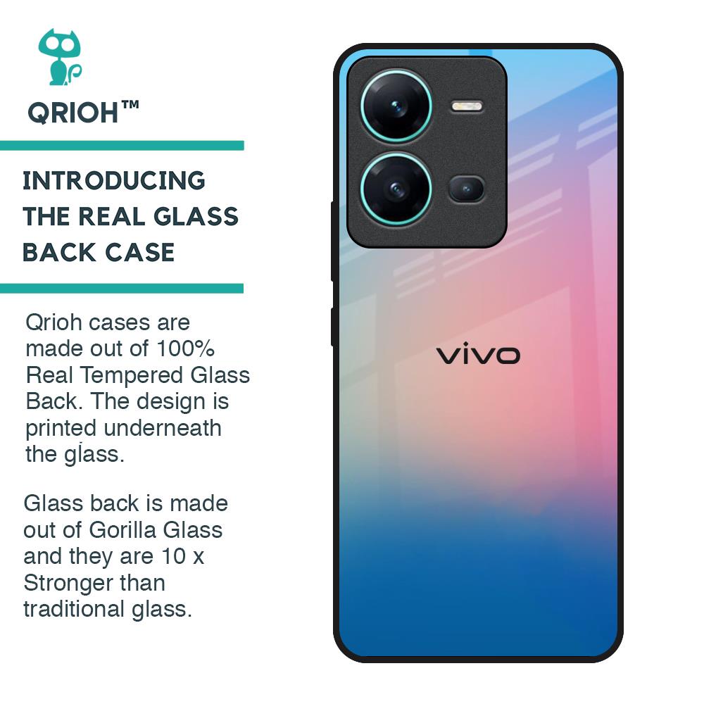 Blue & Pink Ombre Glass case for Vivo V25