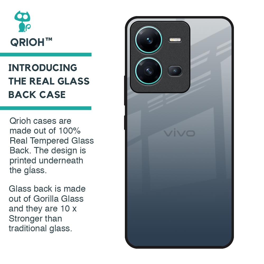 Smokey Grey Color Glass Case For Vivo V25
