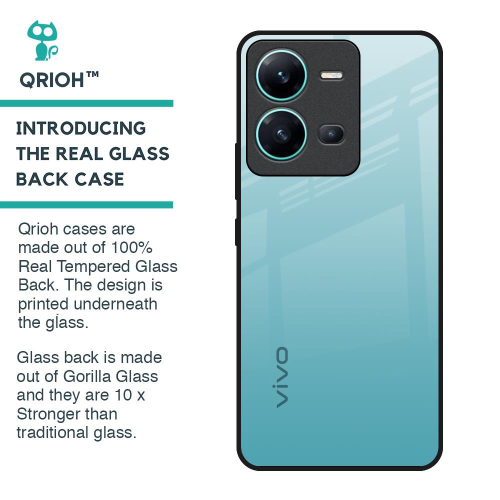 Arctic Blue Glass Case For Vivo V25