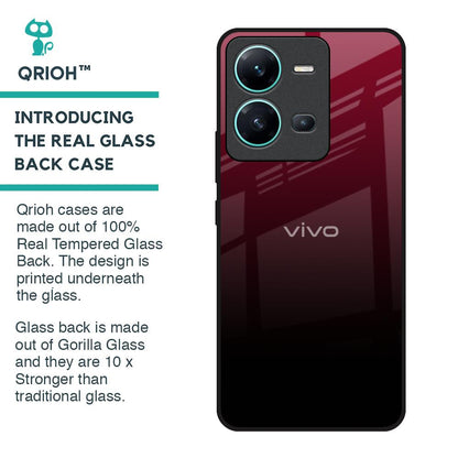 Wine Red Glass Case For Vivo V25