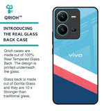 Pink & White Stripes Glass Case For Vivo V25