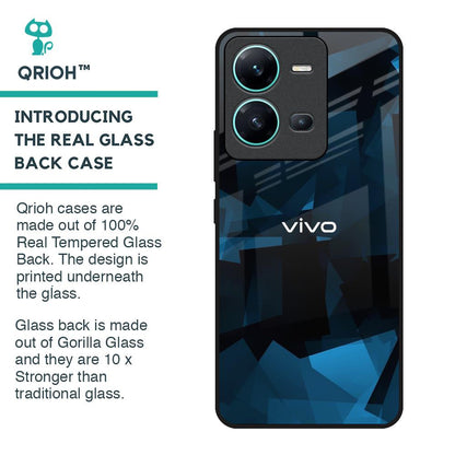 Polygonal Blue Box Glass Case For Vivo V25