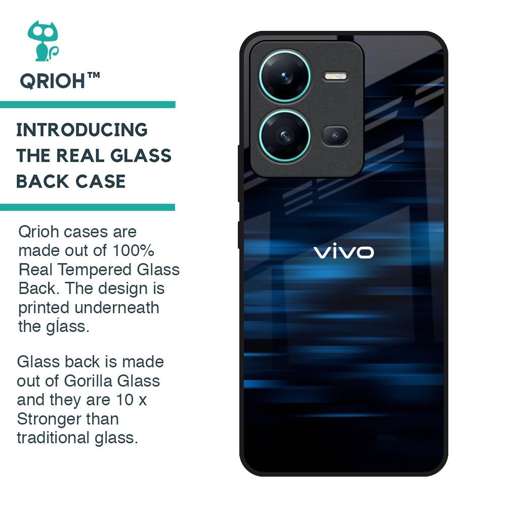 Blue Rough Abstract Glass Case for Vivo V25