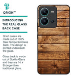 Wooden Planks Glass Case for Vivo V25