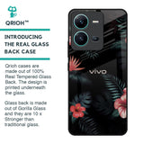 Tropical Art Flower Glass Case for Vivo V25