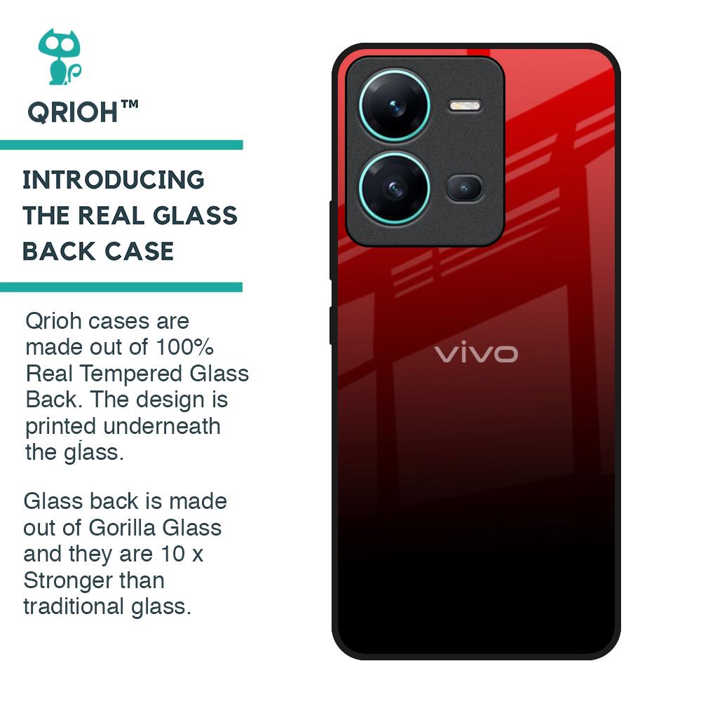 Maroon Faded Glass Case for Vivo V25