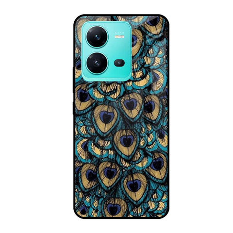Peacock Feathers Vivo V25 Glass Cases & Covers Online