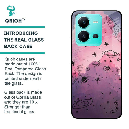 Space Doodles Glass Case for Vivo V25