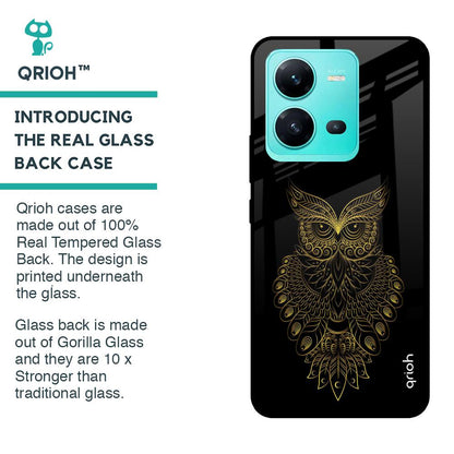 Golden Owl Glass Case for Vivo V25