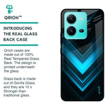 Vertical Blue Arrow Glass Case For Vivo V25
