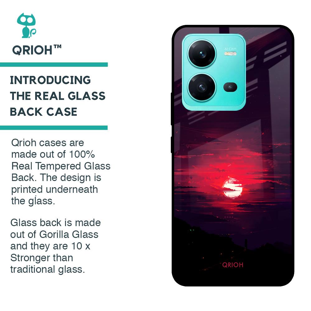 Morning Red Sky Glass Case For Vivo V25
