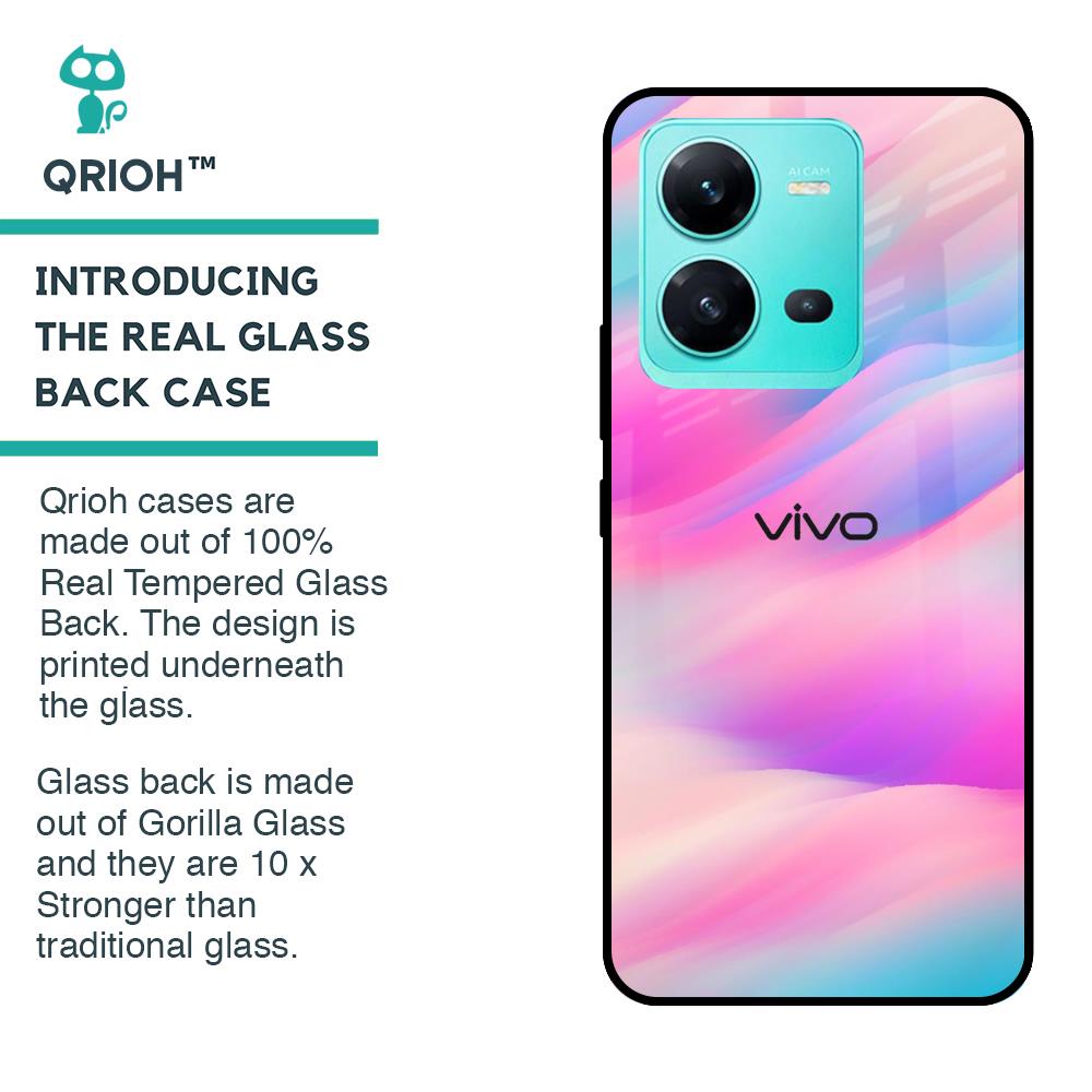 Colorful Waves Glass case for Vivo V25