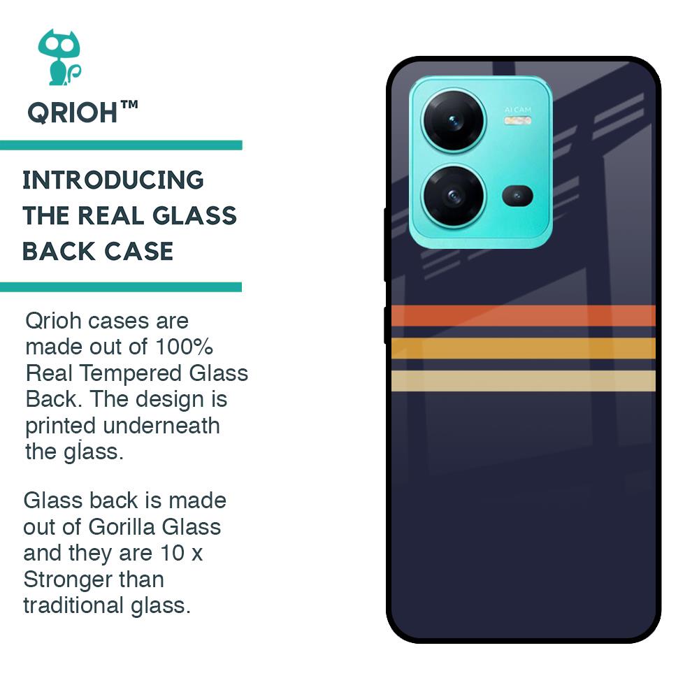 Tricolor Stripes Glass Case For Vivo V25