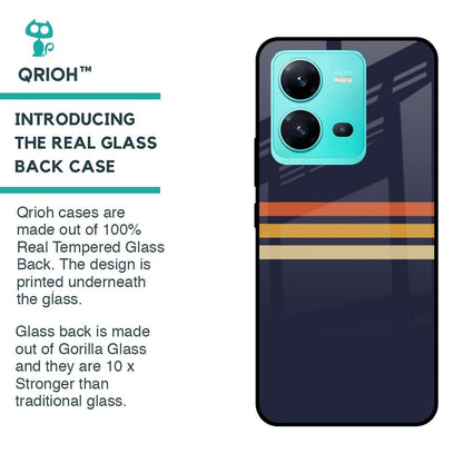 Tricolor Stripes Glass Case For Vivo V25