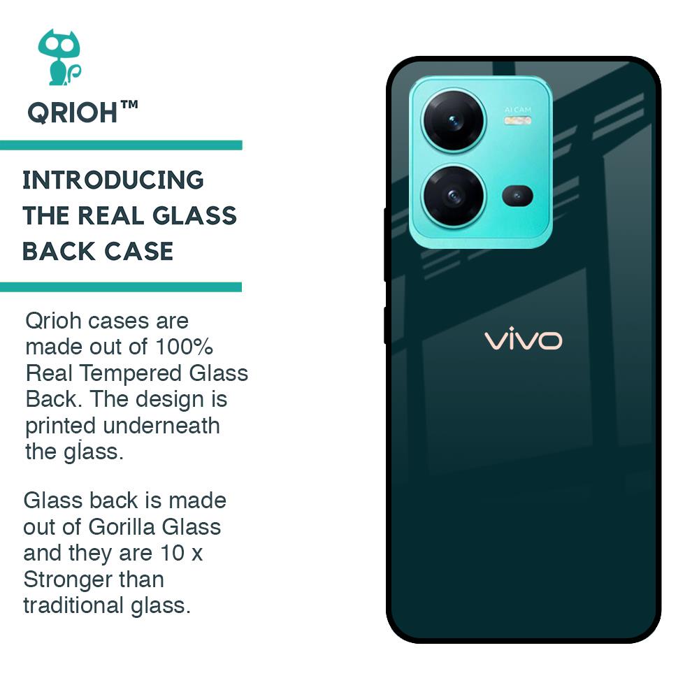 Hunter Green Glass Case For Vivo V25