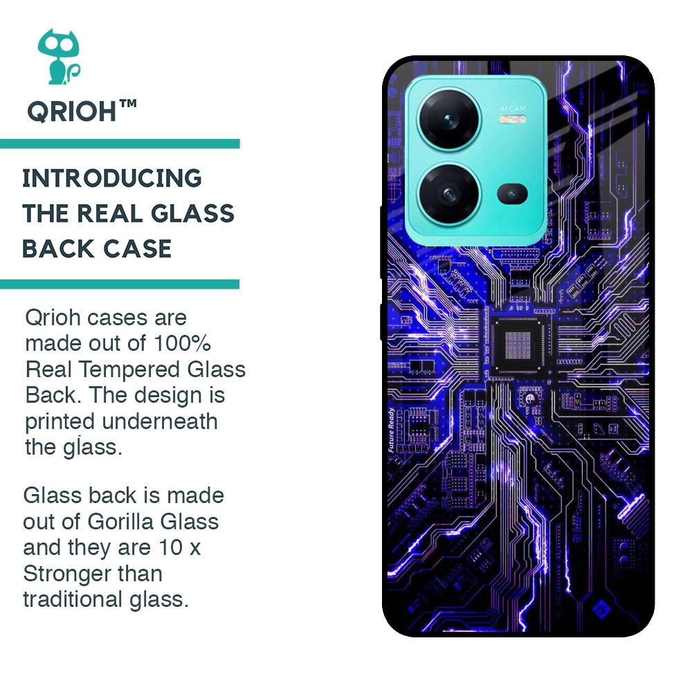 Techno Color Pattern Glass Case For Vivo V25