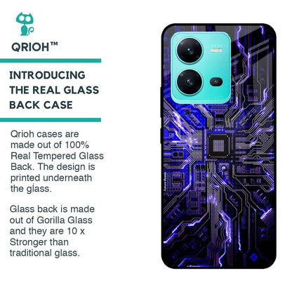 Techno Color Pattern Glass Case For Vivo V25