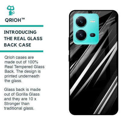 Black & Grey Gradient Glass Case For Vivo V25