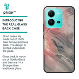 Pink And Grey Marble Glass Case For Vivo V25