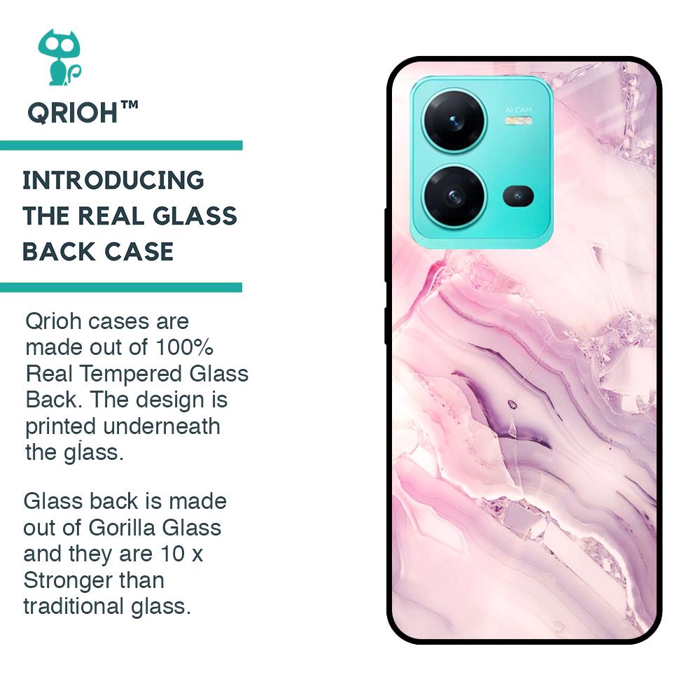 Diamond Pink Gradient Glass Case For Vivo V25