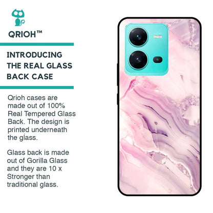 Diamond Pink Gradient Glass Case For Vivo V25