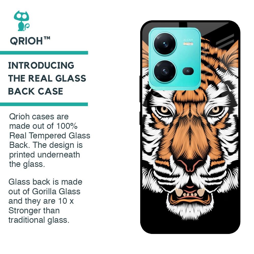 Angry Tiger Glass Case For Vivo V25