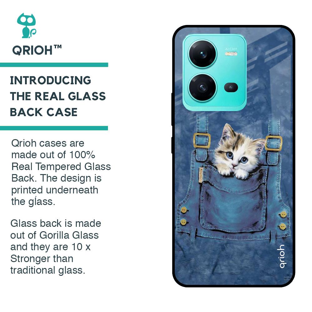 Kitty In Pocket Glass Case For Vivo V25
