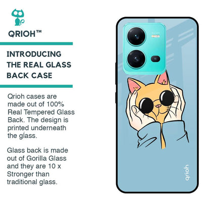 Adorable Cute Kitty Glass Case For Vivo V25