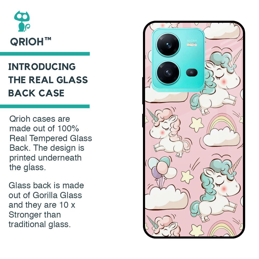 Balloon Unicorn Glass case for Vivo V25