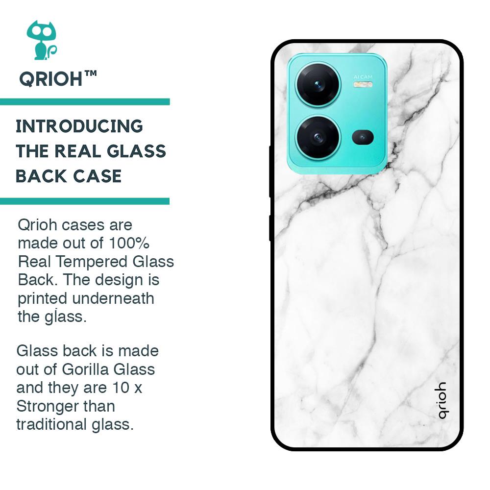 Modern White Marble Glass case for Vivo V25