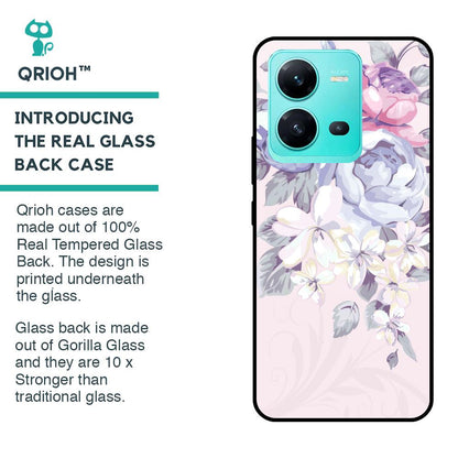 Elegant Floral Glass case for Vivo V25